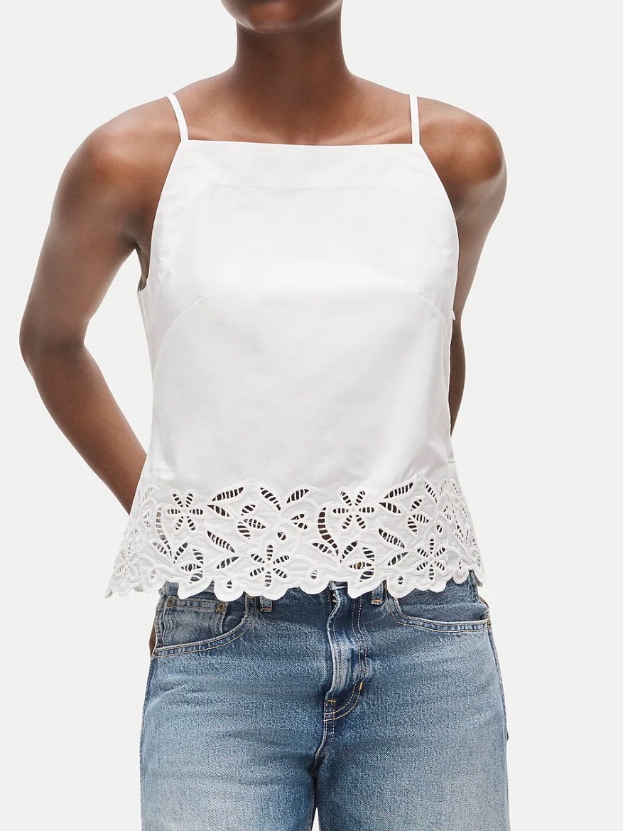 White Lace-Hem Camisole Top